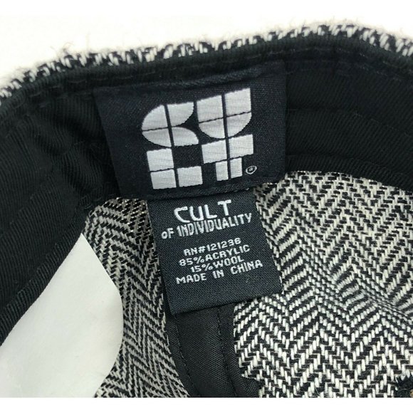 Cult Of Individuality Black White Wool Herringbone Snapback Baseball Hat Cap - Picture 7 of 8